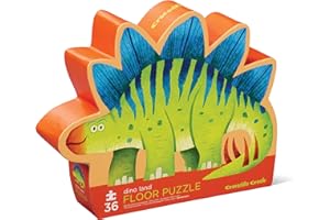 Crocodile Creek 36-Piece Jigsaw Floor Puzzle - Fun Floor Puzzles for Kids Ages 3-5 - Heavy-Duty Shaped Box for Storage - Dino Land - 27" W x 20" H Finished
