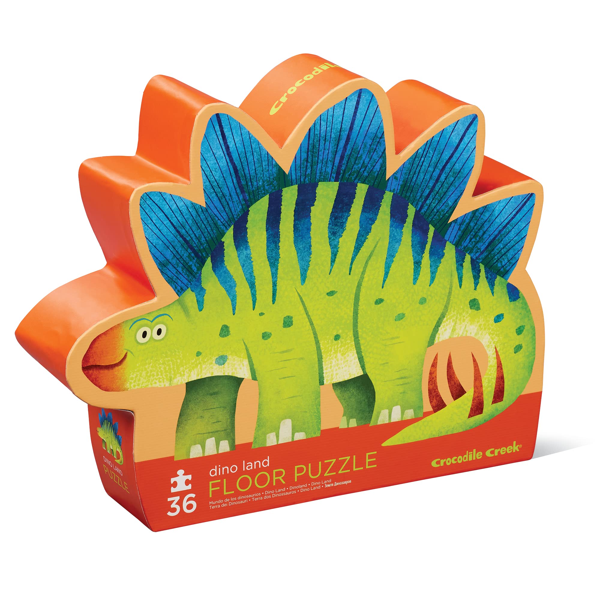 Crocodile Creek - Dino Land - 36-Piece Jigsaw Floor Puzzle with Heavy-Duty Shaped Box for Storage, Large 20" x 27" Completed Size, Designed for Kids Ages 3 Years and up