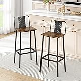 GILLAS Set of 2 Bar Stools with Backrest and