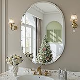 JIINGYO Frameless Oval Mirror, 22"x30" Beveled Oval Bathroom Vanity Mirrors for Wall, Wall Mounted Mirror for Bedroom, Entryway, Living Room, Hangs Horizontally or Vertically