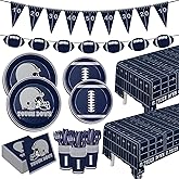 171pcs Cowboy Football Birthday Party Supplies Paper Plates Napkins Disposable Tableware Set Paper Cups Banner Tablecloths Football Party Decorations for Boys Birthday Decor 24 Guests
