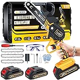 Mini Chainsaw 6 Inch, RLSOO Upgraded Portable Electric Chainsaw Cordless, Handheld Small Chainsaw for Tree Trimming Wood Cutt