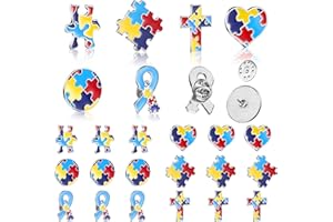 YUNLLY 96 Pcs Autism Pin Bulk Autism Awareness Lapel Pin Autism Awareness Accessories Multi Color Autism Puzzle Piece Women's Brooches Pins for Clothing, Jackets and Shirts, 6 Styles