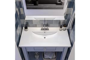 MEJE 36x18 Inch Drop in Rectanglar 3 Holes Bathroom Sink, Vanity Top Sink Only, for 4-inch Centerset Faucet, White (Cabinet NOT included)