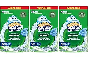 Scrubbing Bubbles Toilet Bowl Tablets, Continuous Clean Toilet Drop In Discs, Each Tablet Provides 4 Weeks of Protection Against Stains and Build Up, 5 Count (Pack of 3)