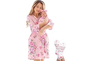 ECO BABY MADE WITH LOVE ECO BABY Mommy and Me Robe and Swaddle Set | Maternity Robe and Matching Baby Set for Girl, Boy | Hospital Labor and Delivery