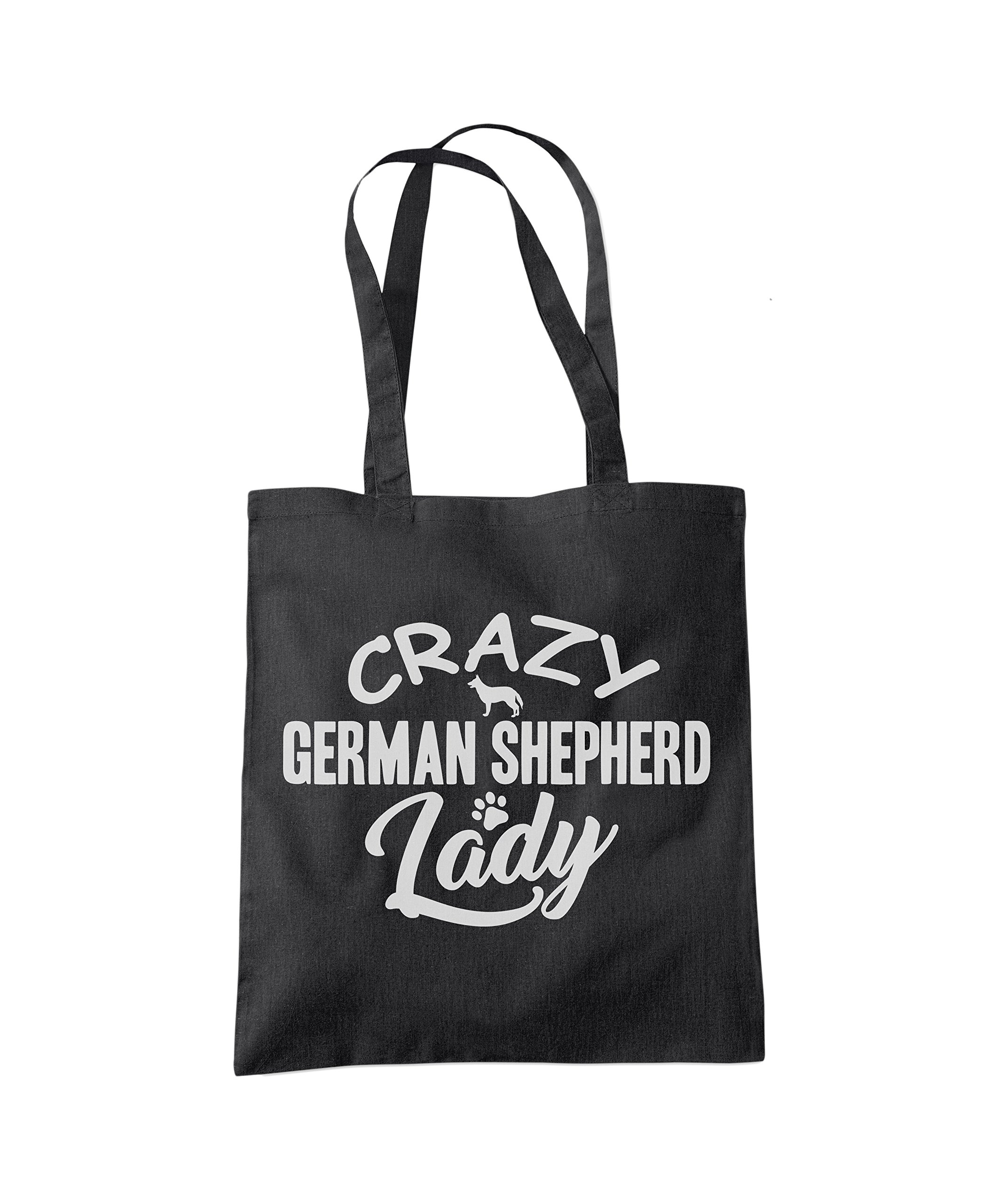 Crazy German Shepherd Lady Tote Bag - black One Size