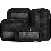 Aerotrunk Compression Packing Cubes for Travel - Luggage Organizer Bags - Double Zipper Packing Cubes for Suitcases (4-Pack, Black)