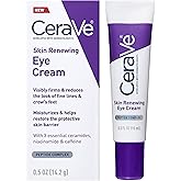 CeraVe Skin Renewing Eye Cream For Wrinkles, Under Eye Cream With Peptides + Caffeine + Niacinamide, For Wrinkles & Crows Feet, Paraben Free & Opthalmologist Tested