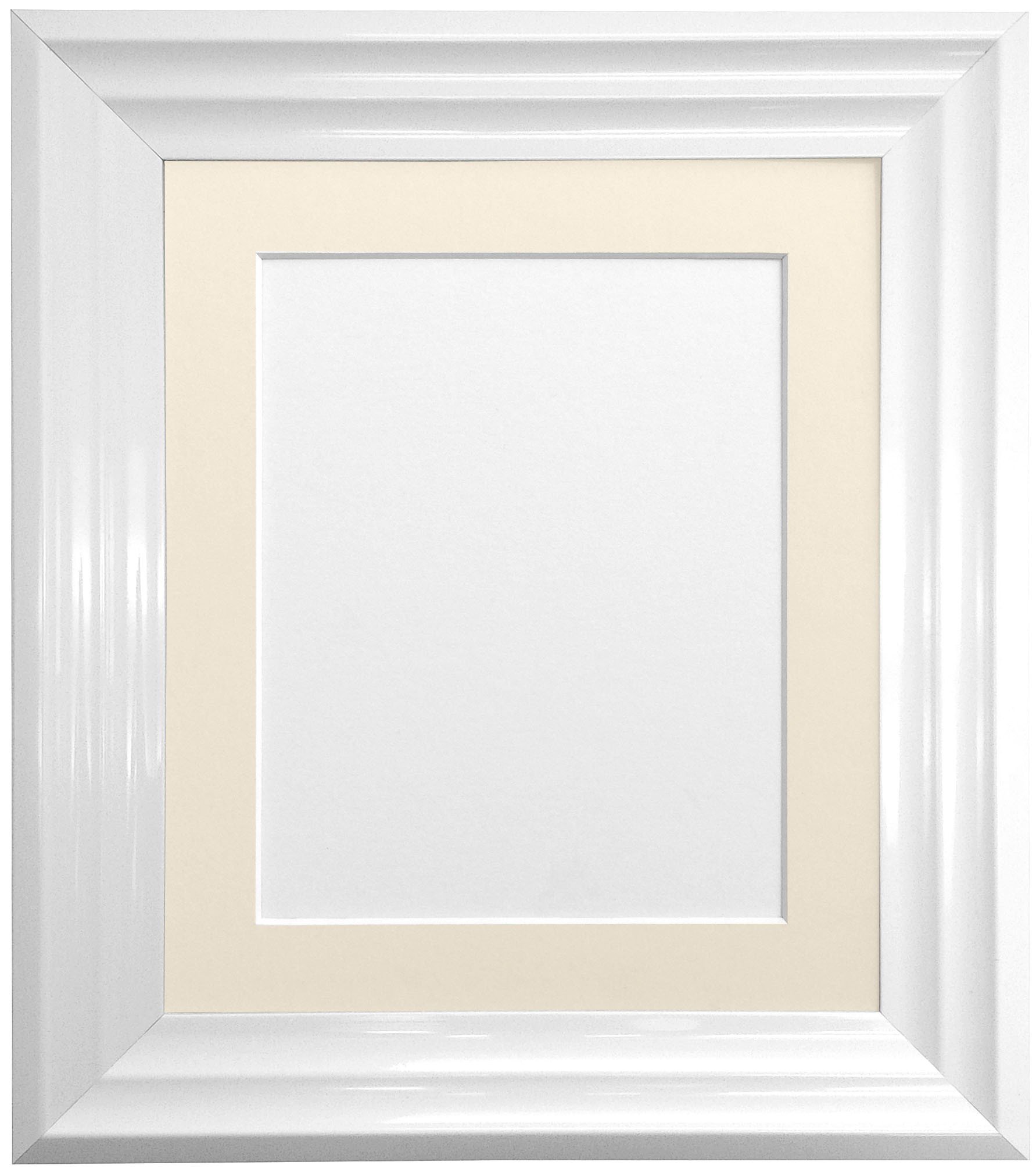 FRAMES BY POST Firenza White Picture Photo Frame with Ivory Mount Plastic Glass 9"x7" Pic Size 7"x5"