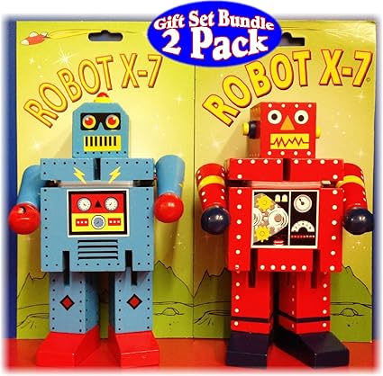 images Blue Red Robot Toys the original toy company robot x 7 bendable wooden 6 5 robots 2 pack bundle 1 red 1 blue