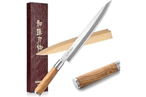 HEZHEN 10.6 inch Sashimi Knife,Japanese Style Forging Steel Yanagiba Knife,Fish Filleting Slicing - Very Sharp Stainless Stee