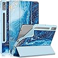 DINGGUAGUA Case for Lenovo tab p12 12.7Inch 2023 TB-370FU,Soft TPU Back Shell Slim Smart with Multi-Angle Stand Cover for Lenovo Tab P12 (2024) 12.7" Tablet,sea Wave