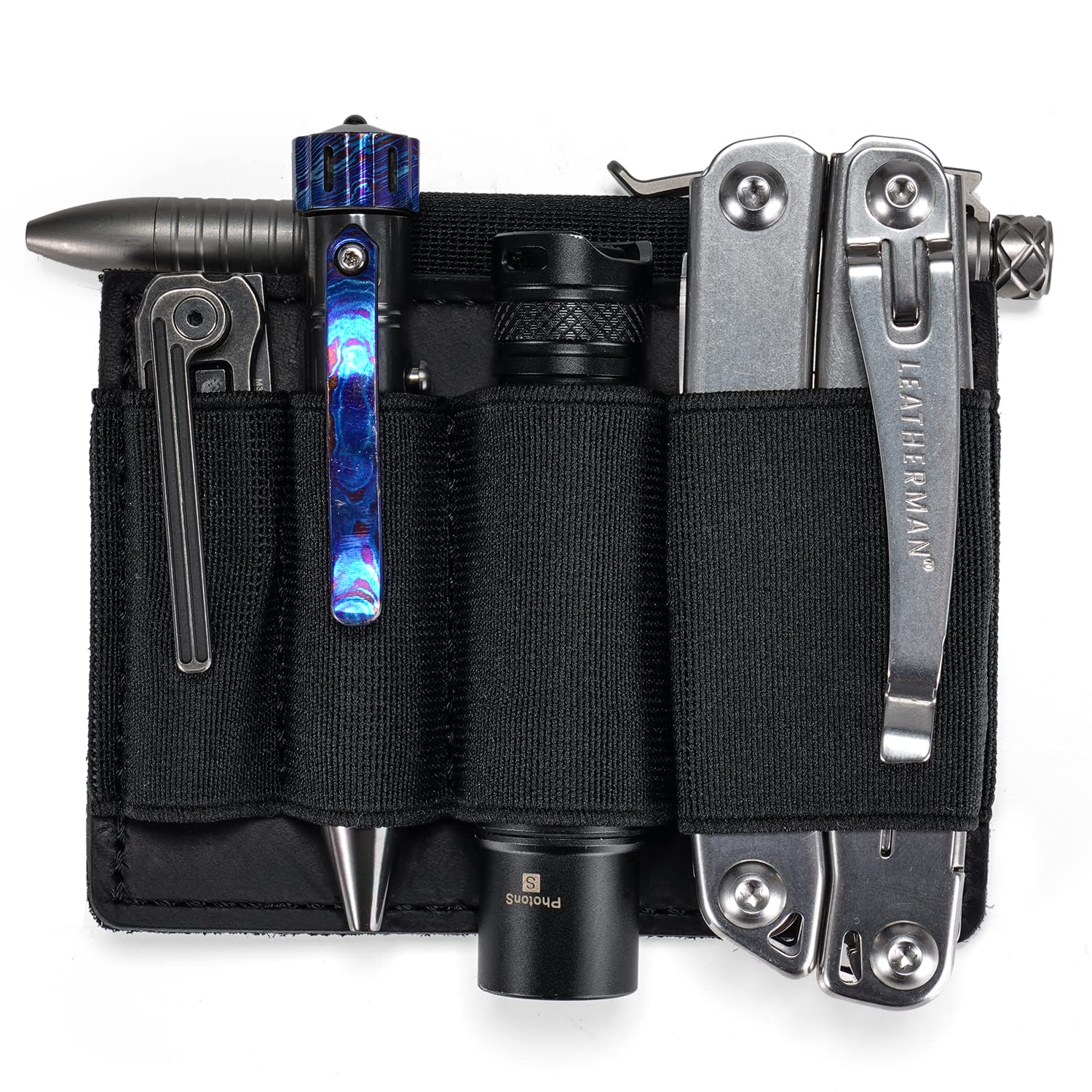 VIPERADE PL7 Elastic EDC Organiser Small Hook and Loop Organiser Insert with Elastic Pockets, EDC Insert Pouch Panel Hook, Elastic EDC Pouch Multitools Organiser Holster, Organiser Insert Panel -L