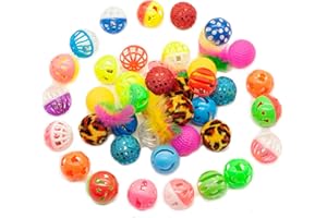 Fashion's Talk Cat Toys 40 Pack Plastic Ball Lattice Balls with Bell Jingle Bulk Kitten Toy, Gift Box Color Varies