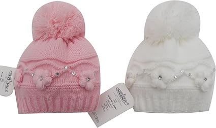 girls pink bobble hat