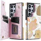 NNH Compatible with Samsung Galaxy S25 Ultra Wallet Case with RFID Blocking Card Slots Folio Flip PU Leather Double Magnetic Clasp Design Cover for Galaxy S25 Ultra(6.8 inch-Morandi Line Flower)