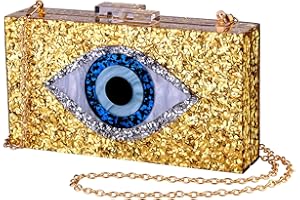 LETODE Clutch Purses for Women-Evil Eye Acrylic Clutch Glitter Purse Evening Bag Chain Shoulder Crossbody Handbags
