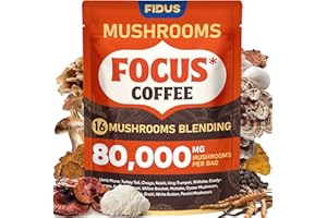 Fidus 16 in 1 Mushroom Coffee with 80,000mg Adaptogenic Mushrooms with Ashwagandha, Probiotic, Magnesium and Lion's Mane Instant Mushroom Coffee for Focus, Energy, Immunity & Digestion, 40 Servings