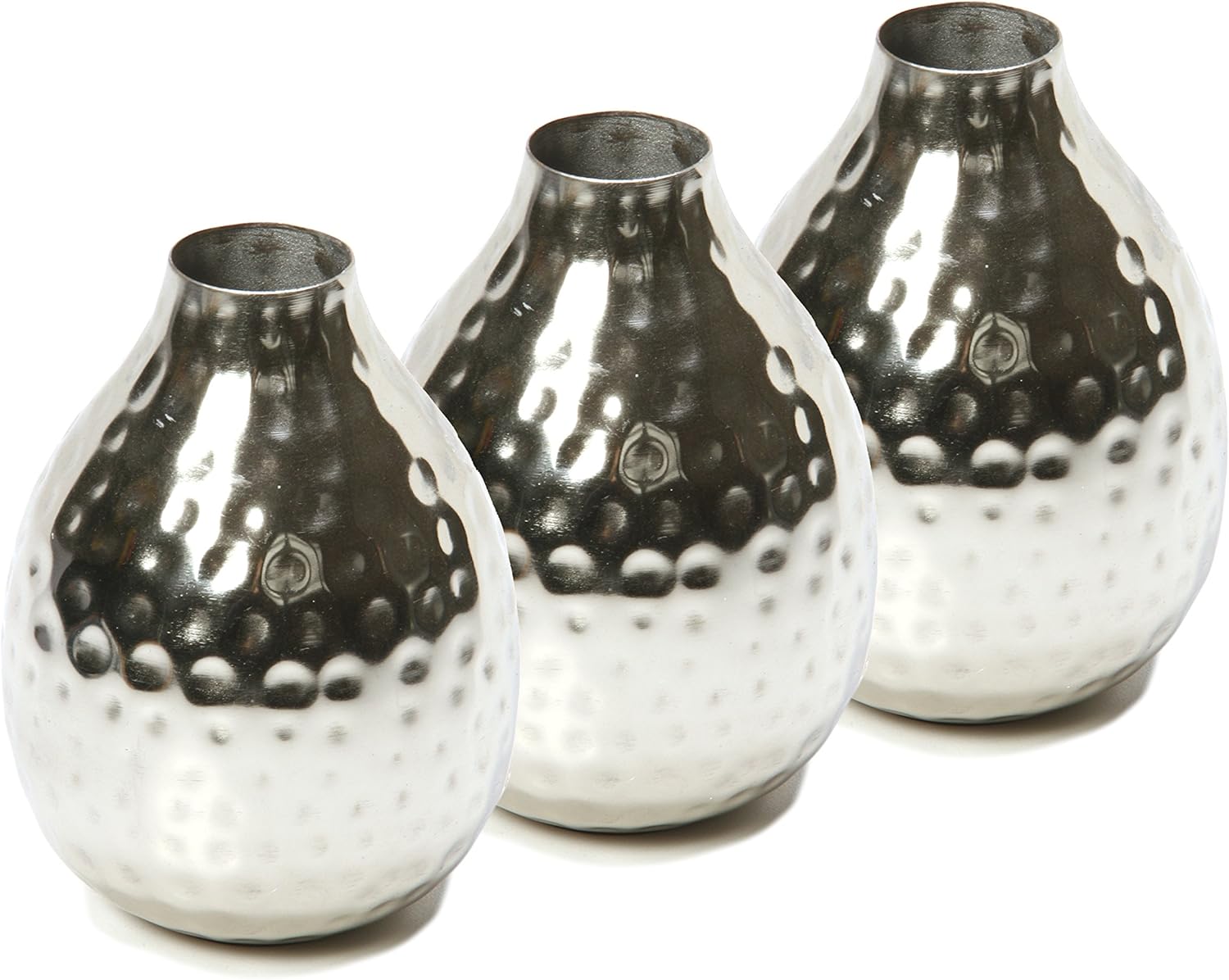 Hosley Set of 3 Metal Bud Vases - Your Choice of Colors. 4.5 Inch High. Ideal Accent Piece for Coffee and Side Tables as Well as Dried Floral Arrangements (1-Silver Finish): Home & Kitchen
