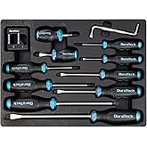 DURATECH 12-Piece Magnetic Screwdriver Set, 5 Phillips and 5 Slotted Tip S2 Alloy Steel Screwdriver Set, 1 pc Magnetizer Demagnetizer, 1 pc CR-V Offset Screwdriver, Storage Tray Included