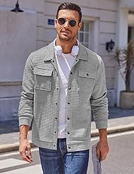 COOFANDY Mens Waffle Shirt Jackets Casual Stylish