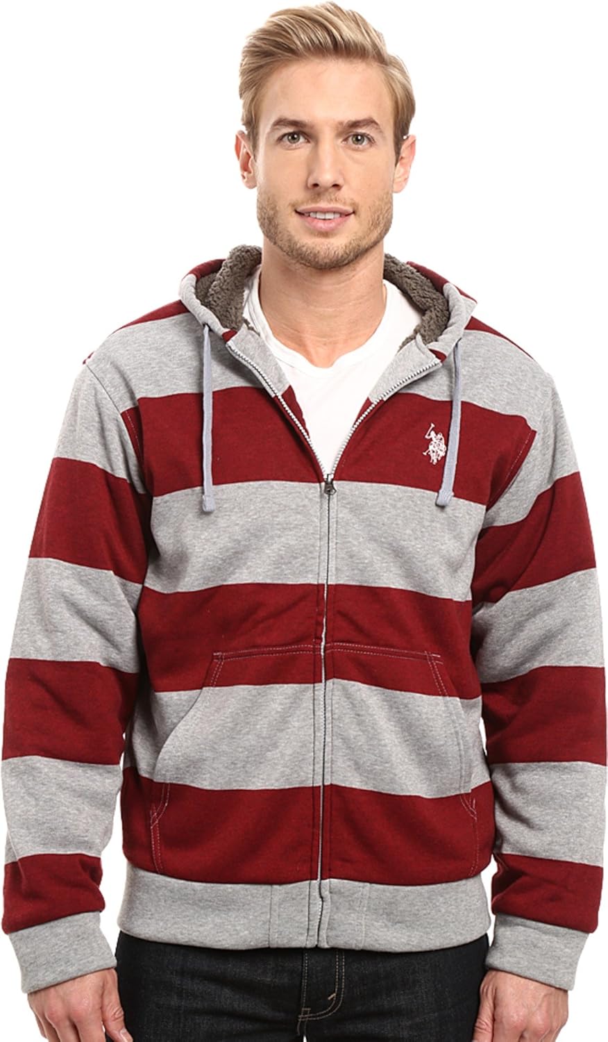 striped fleece pullover