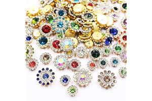 UYTRDVG 100pcs Sew on Rhinestones Crystals Glass Gems Metal Claw Mixed 8mm 10mm 12mm 14mm Sunflower Garments for Sewing Headband Jewelry Crafts Clothes Shoes Belt Accessories (00 Mixed Color)