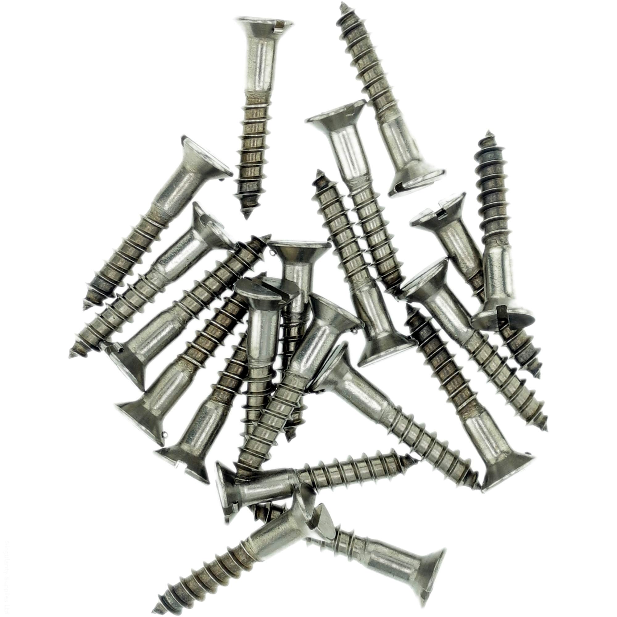 No.12 x 1.58 (5.5mm x 40mm) Slot Countersunk Wood Screw - Stainless Steel (A2) (Pack of 20)