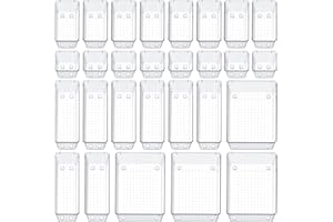 SMARTAKE 28 Piece Drawer Organizers with Non-Slip Silicone Pads, 4-Size Desk Drawer Organizer Trays Storage Tray for Makeup, Jewelries, Utensils in Bedroom Dresser, Office and Kitchen, Clear