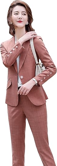 ファッション スーツ レディース スーツ クールビズ パンツスーツ 洗える 2点セット オフィス 格子デザイン レディーススーツ ビジネススーツ 大きいサイズ セットアップ ビジネス 通勤 Ladies Suit パンツスーツ 通販 Amazon