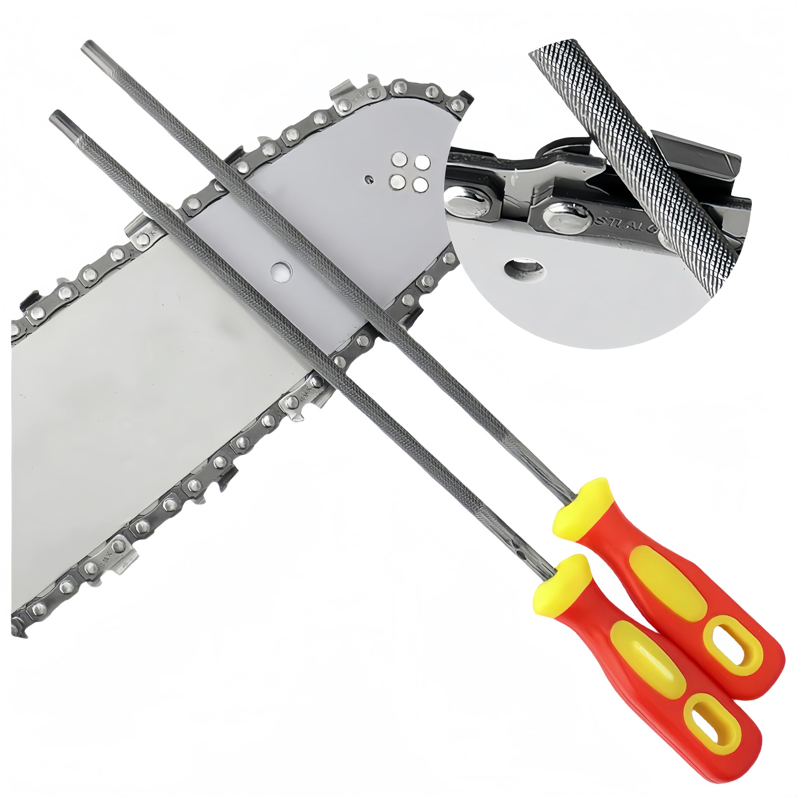 チェーンソー 目立てヤスリ 4.8mm 3本セット 高炭素鋼製 丸ヤスリ 高効率で耐摩耗性があります 軽量設計 ノコギリ用丸ヤスリ付属 チェーンソーやすり/目立て機用 の商品画像