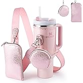 Water Bottle Carrier for Stanley 40 oz Cup, Holder with Strap, Detachable Phone Pouch and Wallet, Adjustable Crossbody Bag, Sling Carrier for Stanley Cup Accessories Pouches