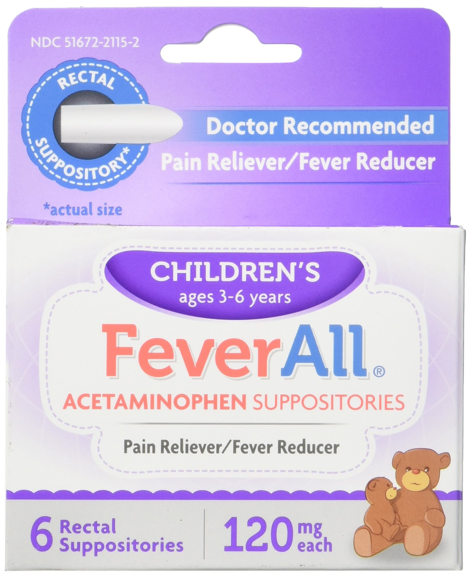FeverAll Infants Acetaminophen Suppositories 6 Rectal