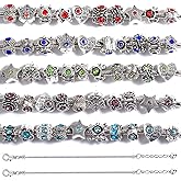 50pcs Large Hole Metal Spacer Beads for Bracelet Necklace Jewelry Making, Rhinestone Focal Beads for Pen Hair Keychain, Mixed Style (50Pcs Rhinestone)