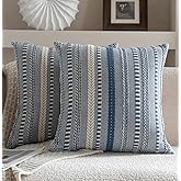 Cethom Boho Throw Pillow Covers 22x22 Inch Set of 2, Farmhouse Decorative Couch Pillow Cases, Blue Accent Pillows of Bed, Sofa Bedroom Living Room Home Decor Cushion Cover