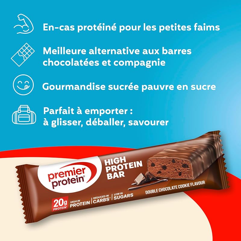 High Protein Bar Double Chocolate Cookie 16x40g - High Protein Low Sugar Riegel + Palmölfrei