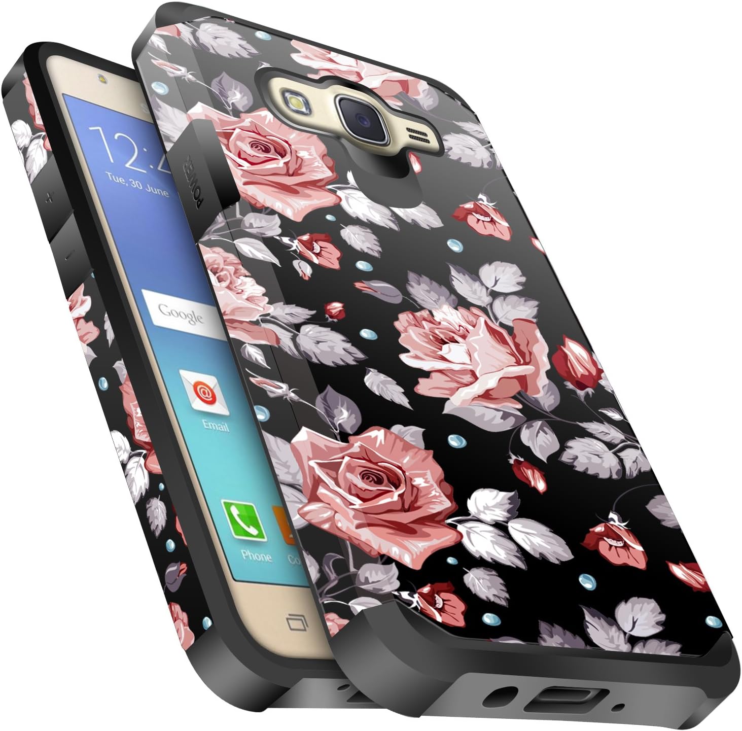 Galaxy Grand Prime Case, J2 Prime Case, Miss Arts Slim Kit with [Drop Protection] Dual Layer Hybrid Sturdy Armor Protective Cover Case for Samsung Galaxy Grand Prime G530 -Rose Gold Flower