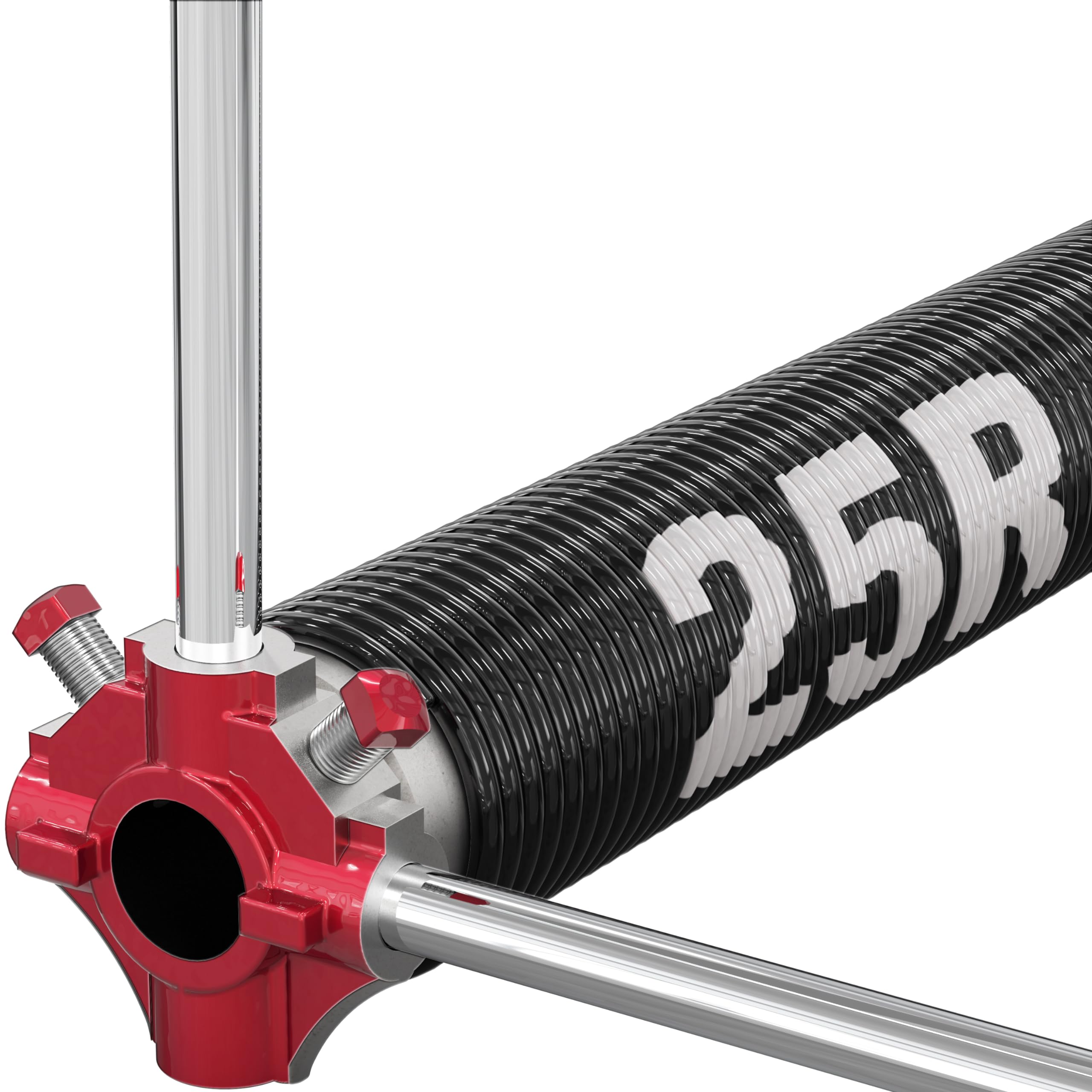 Blesseras 225 x 25 Right Hand Wound Garage Door Torsion Spring with Non-Slip Winding Bars, 0.225 X 2'' X 25'', Right-Wound for Left Side, Red Winding Cone, Single Pack Image