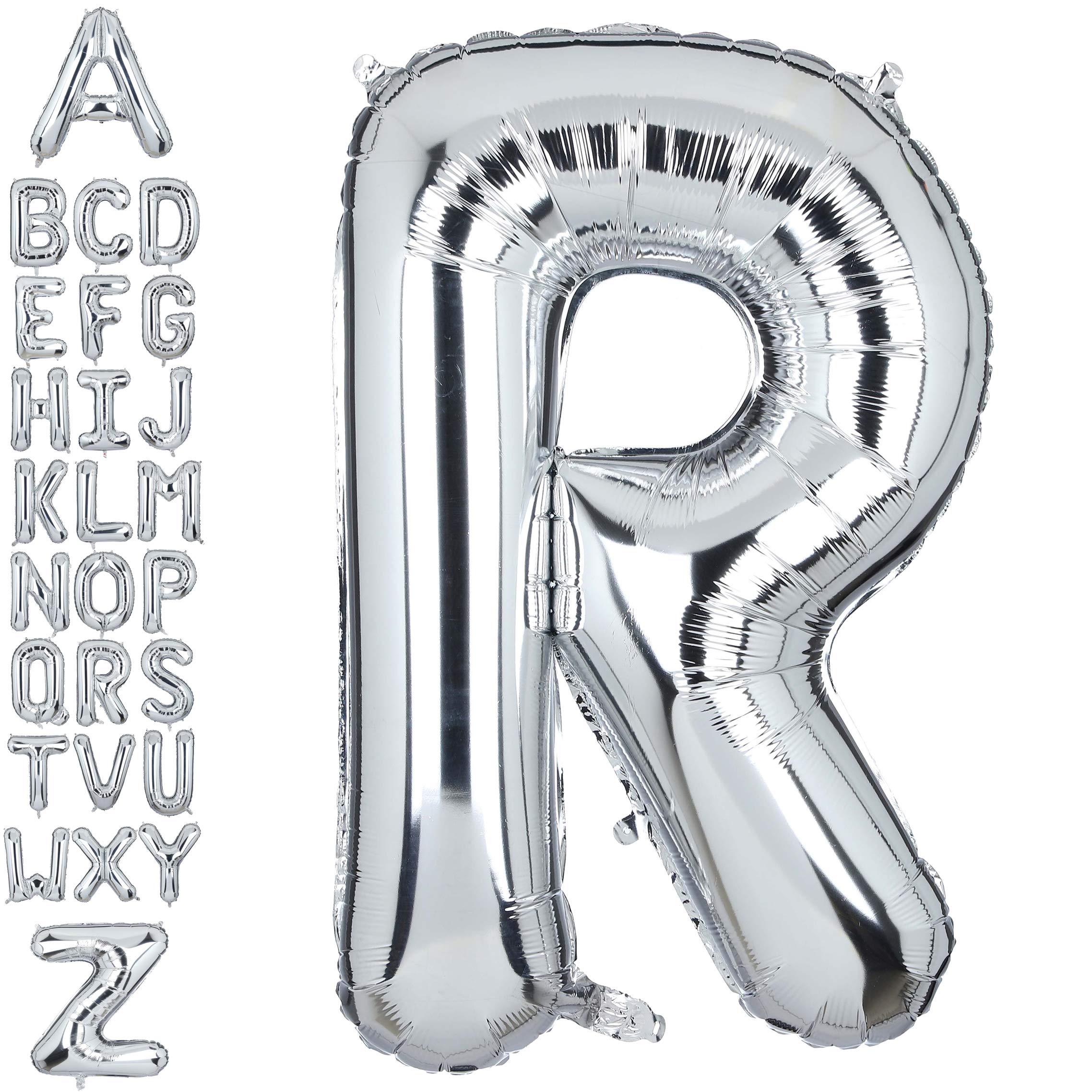 40 Inch Giant Silver Letter R Foil Helium Balloons Big Single Mylar Balloon Birthday Party Decoration Supply Baby Shower (Silver R)