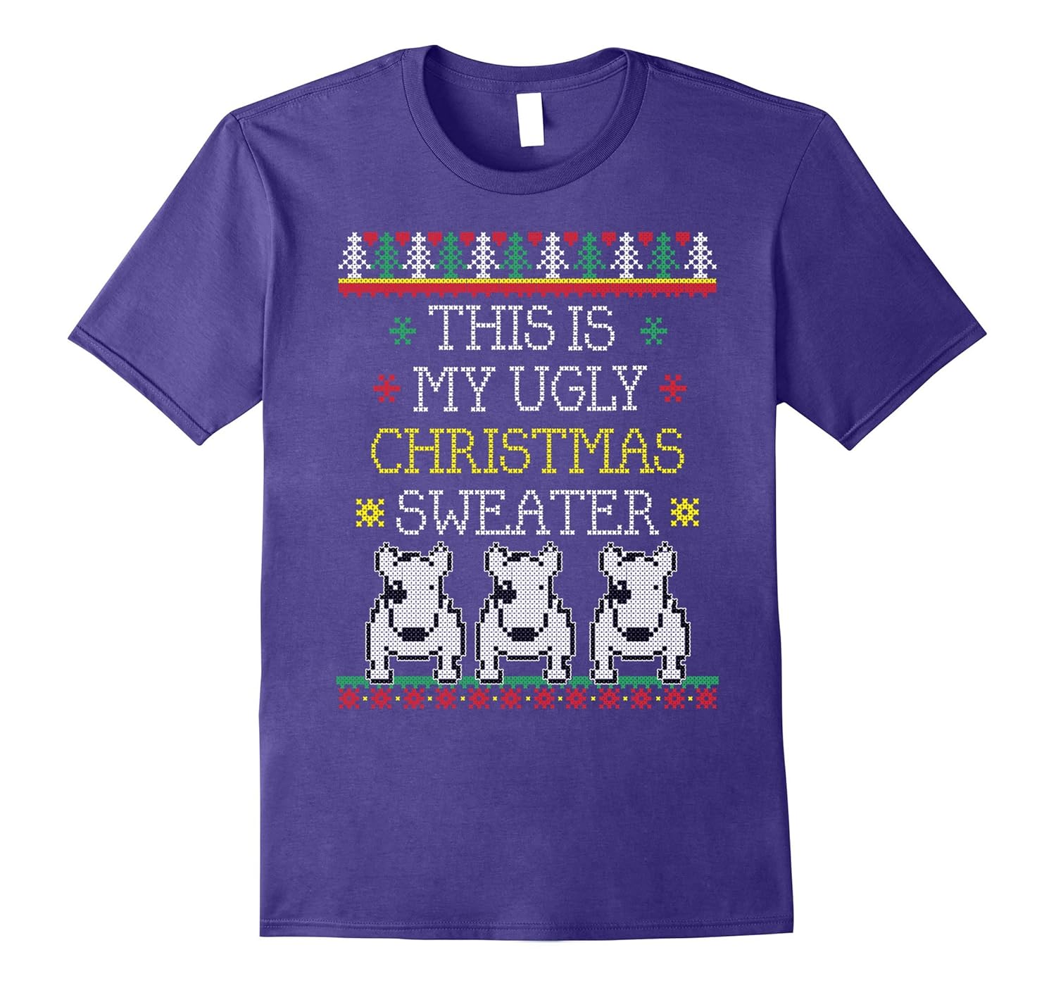 This is my Ugly Christmas Sweater Tee with 3 Pit Bulls-Rose