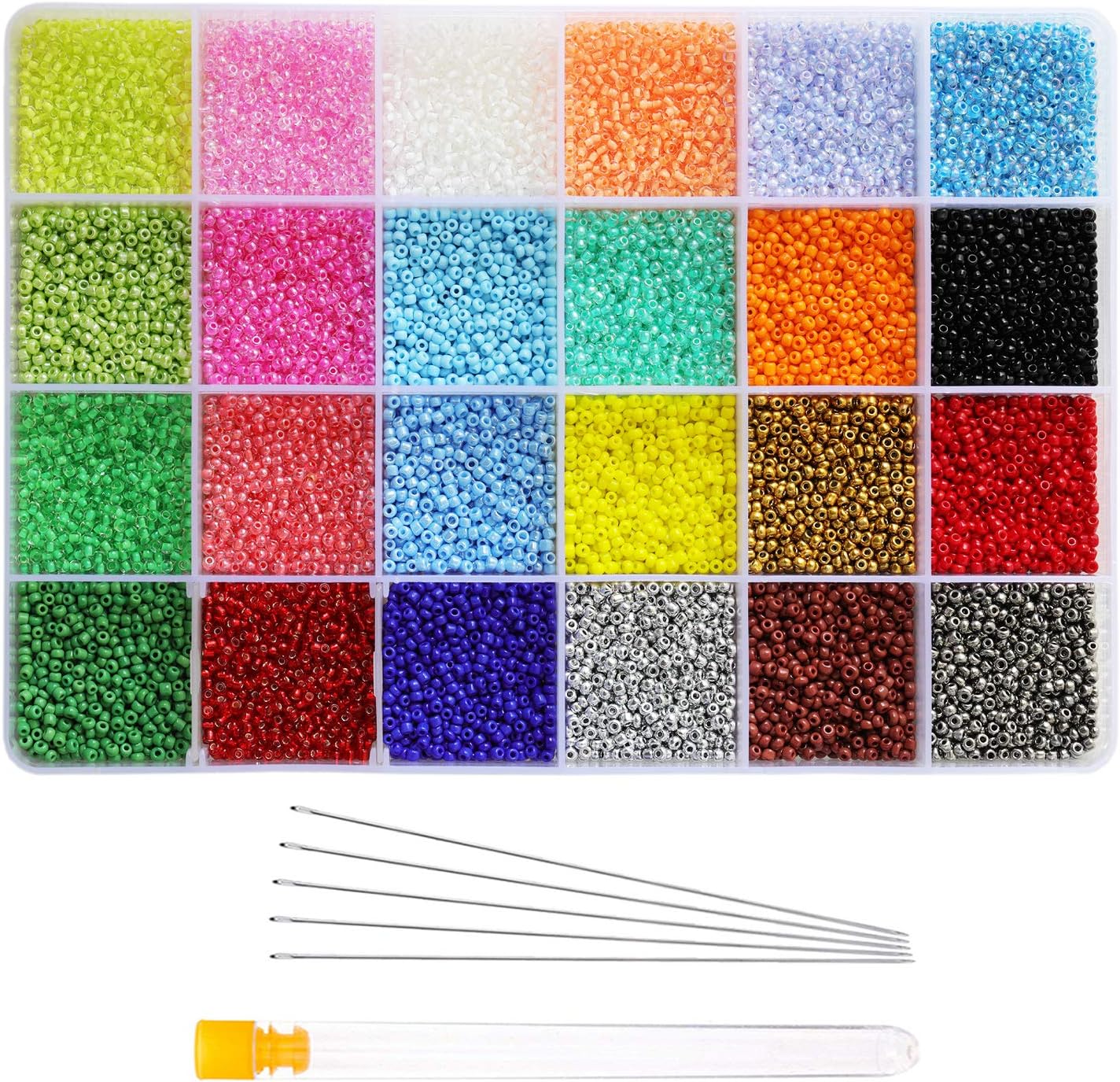 Size 12/0 Crafts Glass Seed Beads 2mm Tiny Pony Beads Assorted Kit with