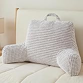 NOONTIDE Reading Pillow with Top Handle,Uniquely Designed Soft Fabric, Ergonomic Back Support for Bed,Cover Washable Sit up Pillow,Watching TV/Gaming/Relaxing(White)