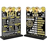 Guiruiy Black Gold 75th Birthday Decorations for Men Women, Two-Sided Vintage 75 Back in 1951 Theme Poster Wooden Table Sign with Stand, 75 Years Old Bday Centerpieces Holder for Table Decor