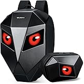 Gelrova [Batteries not included] 2-in-1 LED Backpack Set: Knight Expandable 25L Hardshell Cycling Backpack+ Evil Eye LED Crossbody Sling Bag, Black