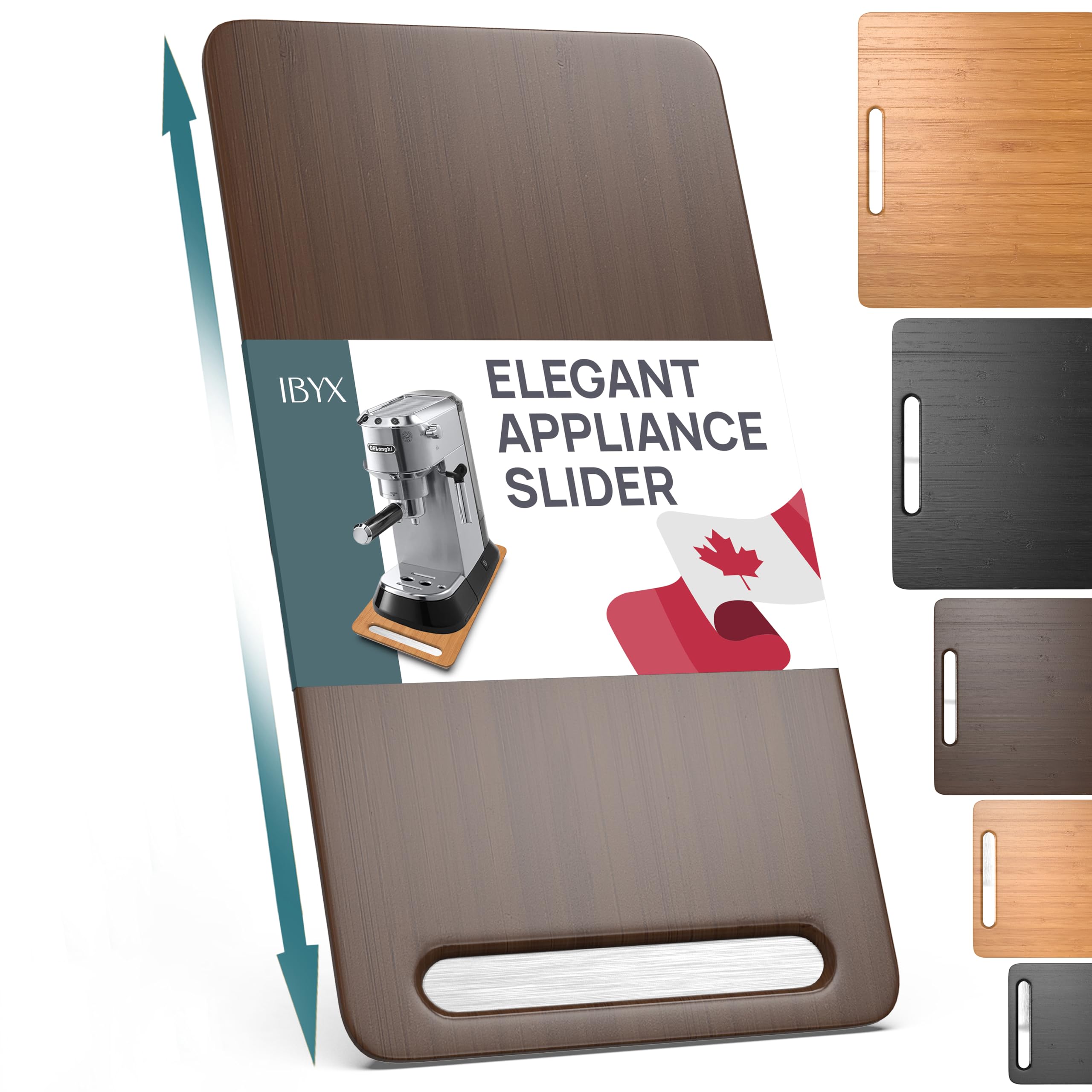 Photo 1 of Ibyx Elegant Sliding Tray for Your Coffee Maker & Heavy Kitchen Appliances - Sturdy, Slides Easily from Under The Cabinet (Brown, 7.5”W x 14.5”D)