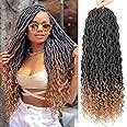 Ombre Faux Locs Crochet Hair 24 Inch 6 Packs Goddess Locs Crochet Hair Pre Looped Crochet Locs For Black Women Crochet Goddess Locs With Curly Ends Loc Extensions(1B/27)