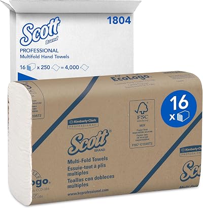 SCOTT PROFESSIONAL Multifold Hand Towels Z-Fold 4000 Sheets 16 Packs 250 Each