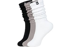 Kamo Fitness Cozy 3-Pair Pack - Scrunch Long Crew Socks for Women, Soft & Breathable Boot and Slouch Socks, Size 5-9