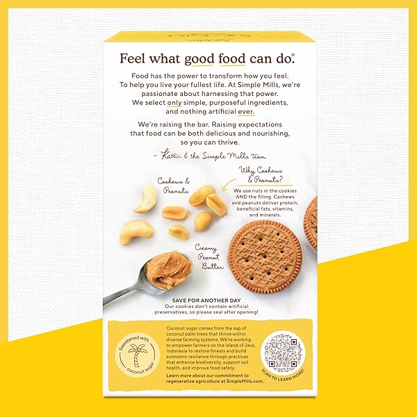 SIMPLE MILLS CREAMY PEANUT BUTTER SANDWICH COOKIES – GLUTEN FREE, VEGAN, HEALTHY SNACKS, 6.7 OUNCE (PACK OF 1)